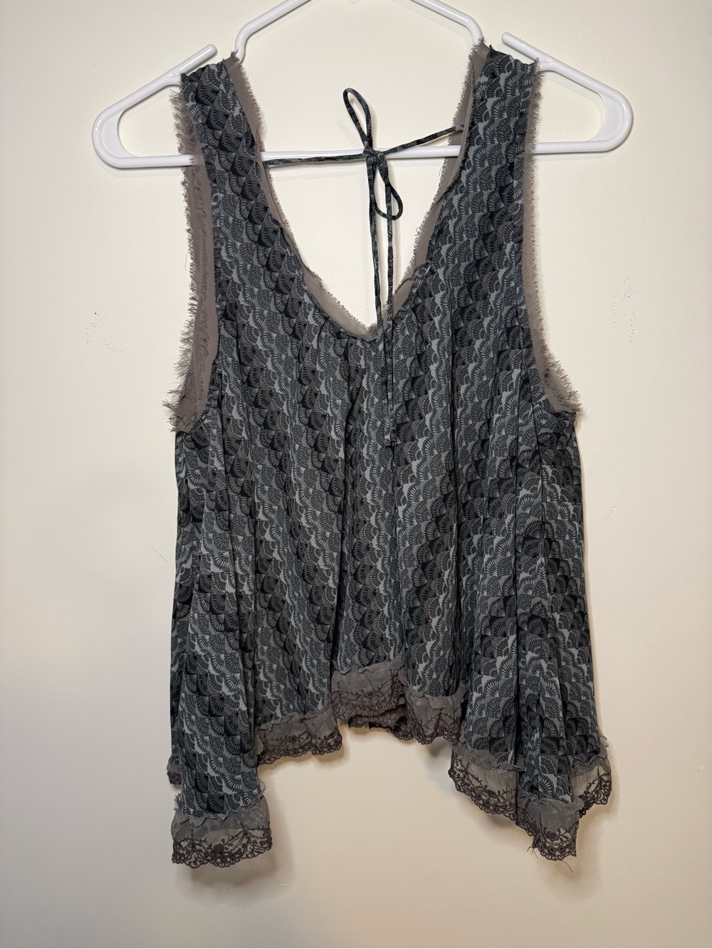 Free People Gray Lace-Trim V-Neck Tank - Picture 4 of 4